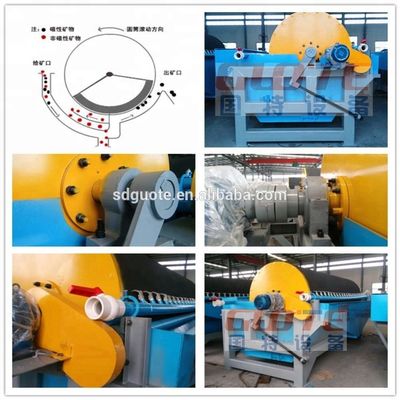 2350 KG Wet Process Low Intensity Mineral Separator Dry Magnetic Drum Separator With Gauss